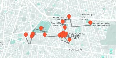Mapa Mexiko Hiria walking tour