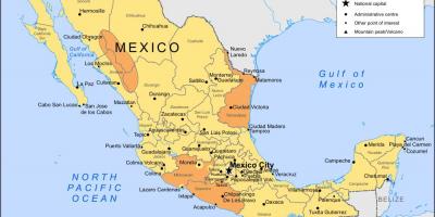 Mapa Mexiko Hirian eta inguruetan
