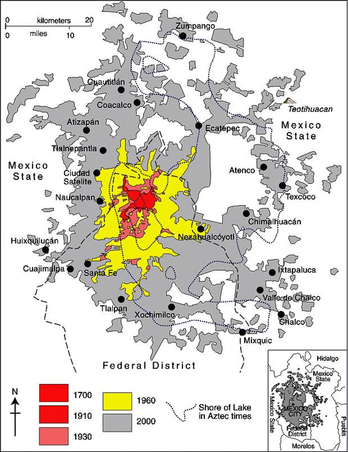 mapa Mexiko Hiria auzoan