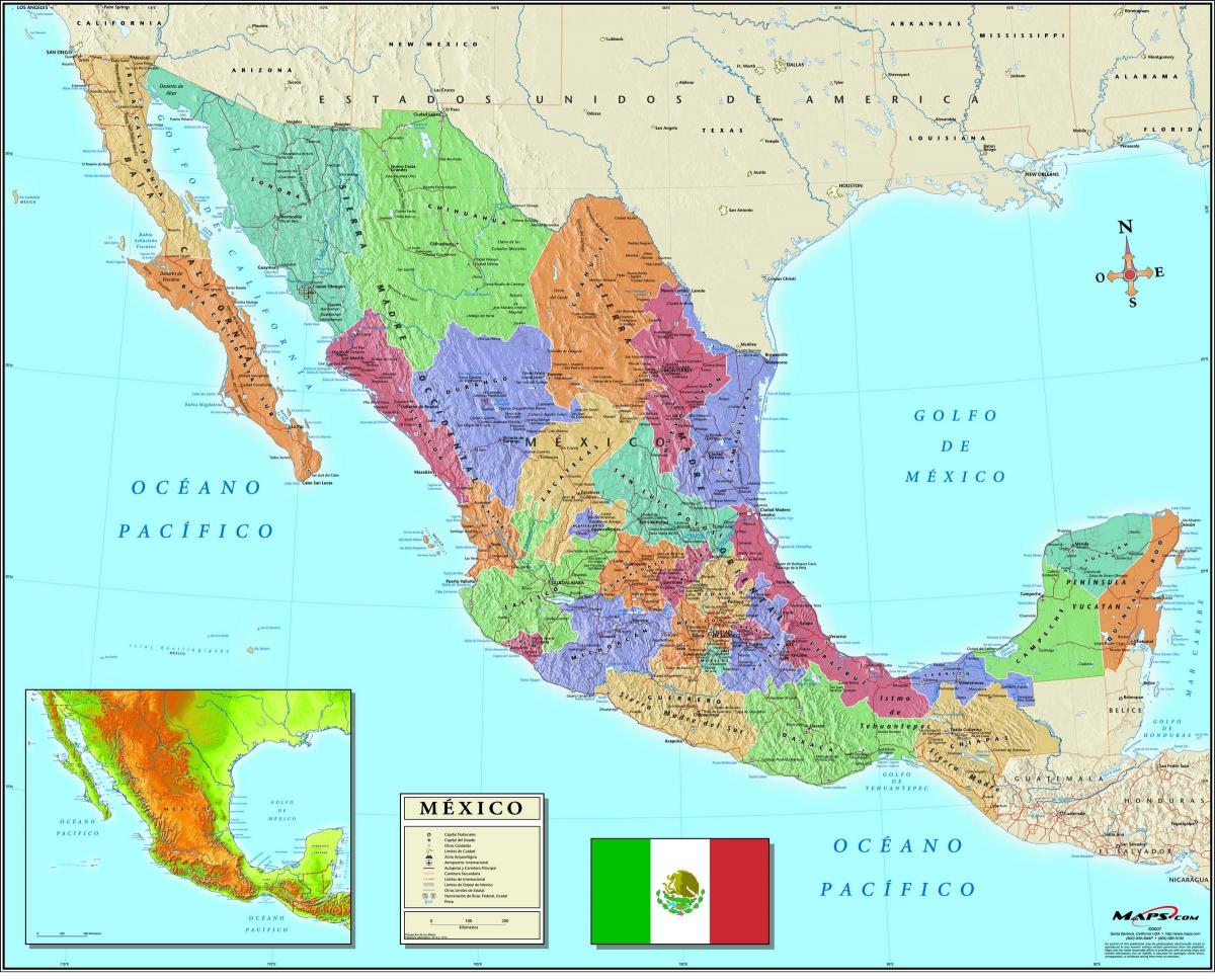 mapa Mexiko Hiria, postal kodea
