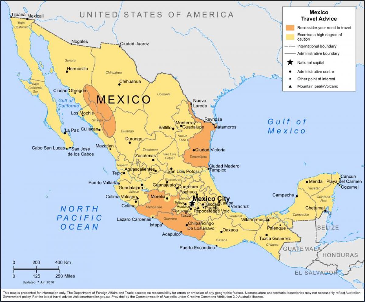 mapa Mexiko Hirian eta inguruetan